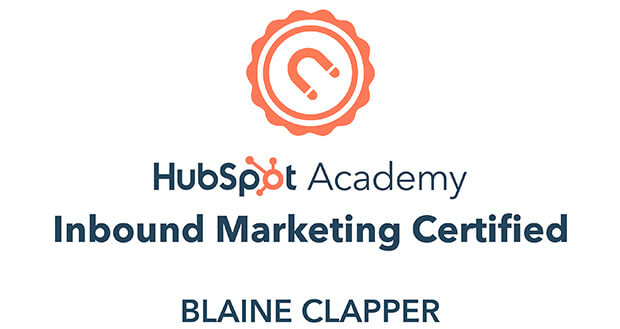 Inbound Marketing Certified Blaine Clapper